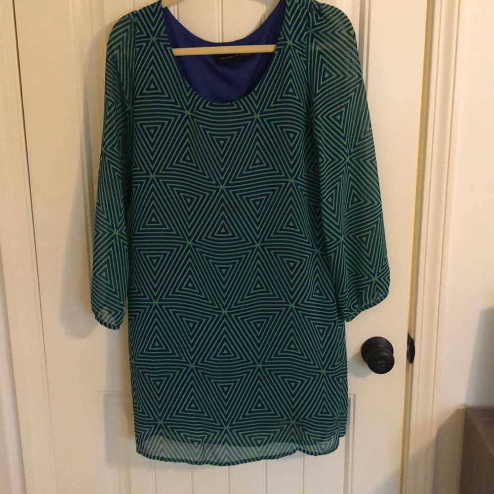 Green and blue dress